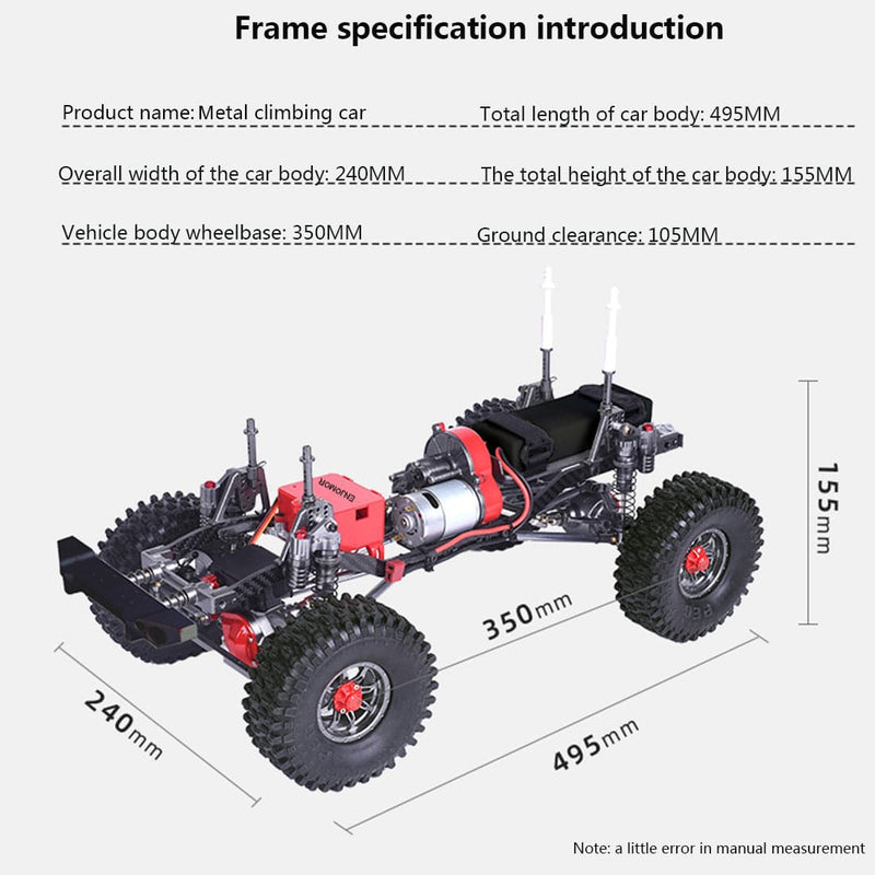 ENJOMOR 1/10  Metal RC Car Frame 4WD Off-road Climbing Car without Car Shell - stirlingkit