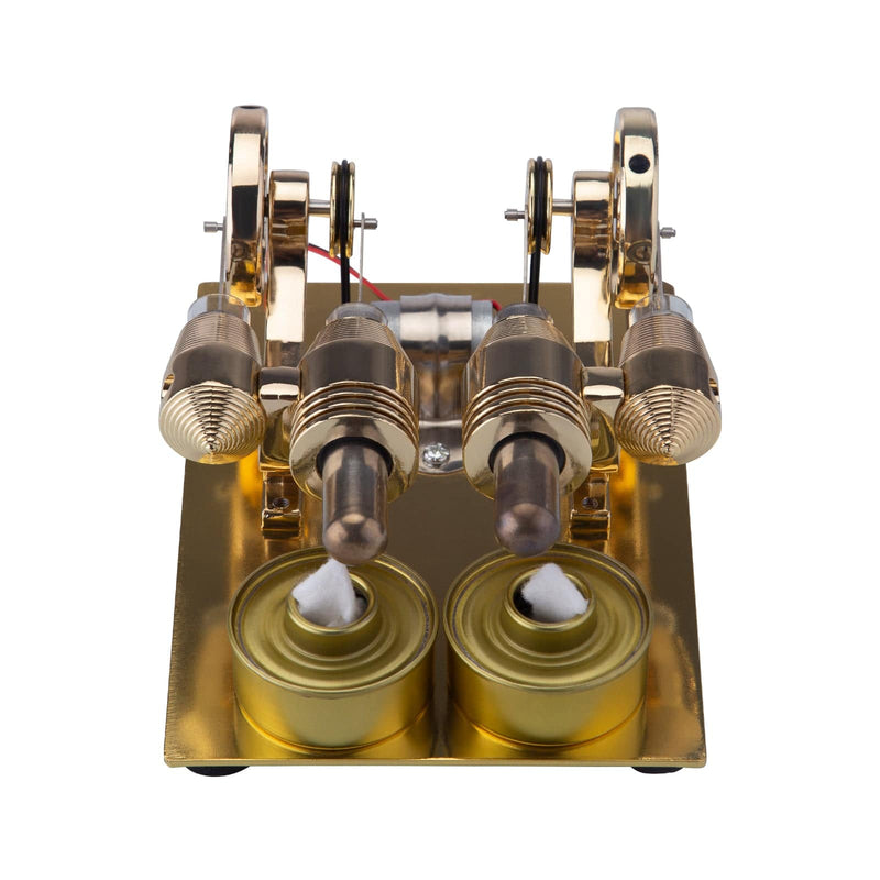ENJOMOR 4 Cylinder Hot Air Stirling Engine Generator with Bulb & Voltmeter - stirlingkit