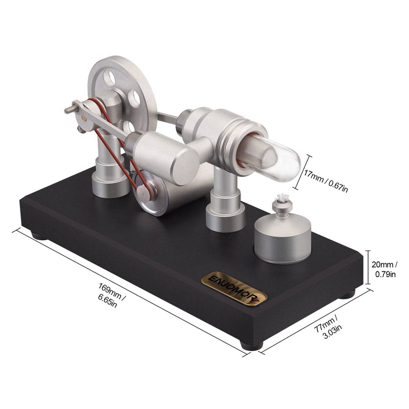 ENJOMOR γ-Type Hot-air Single Cylinder Stirling Engine Generator Model Toy - stirlingkit