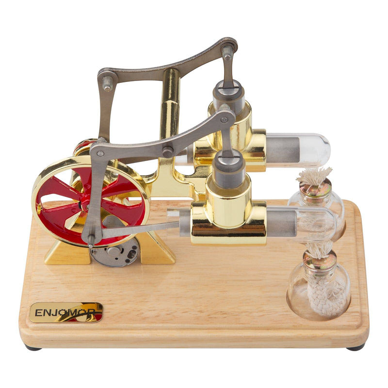 ENJOMOR Balance Two Cylinder Stirling Engine with LED Light Bulb - stirlingkit