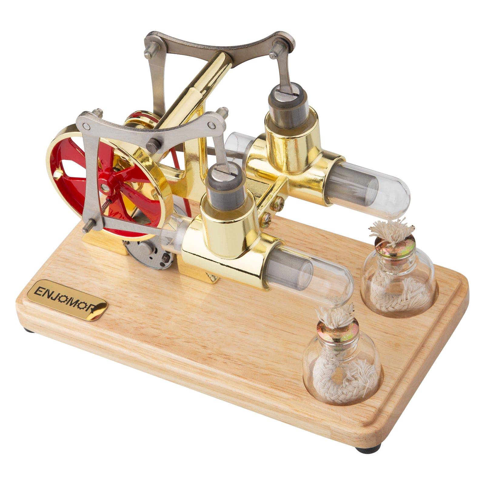 ENJOMOR Balance Two Cylinder Stirling Engine with LED Light Bulb - stirlingkit