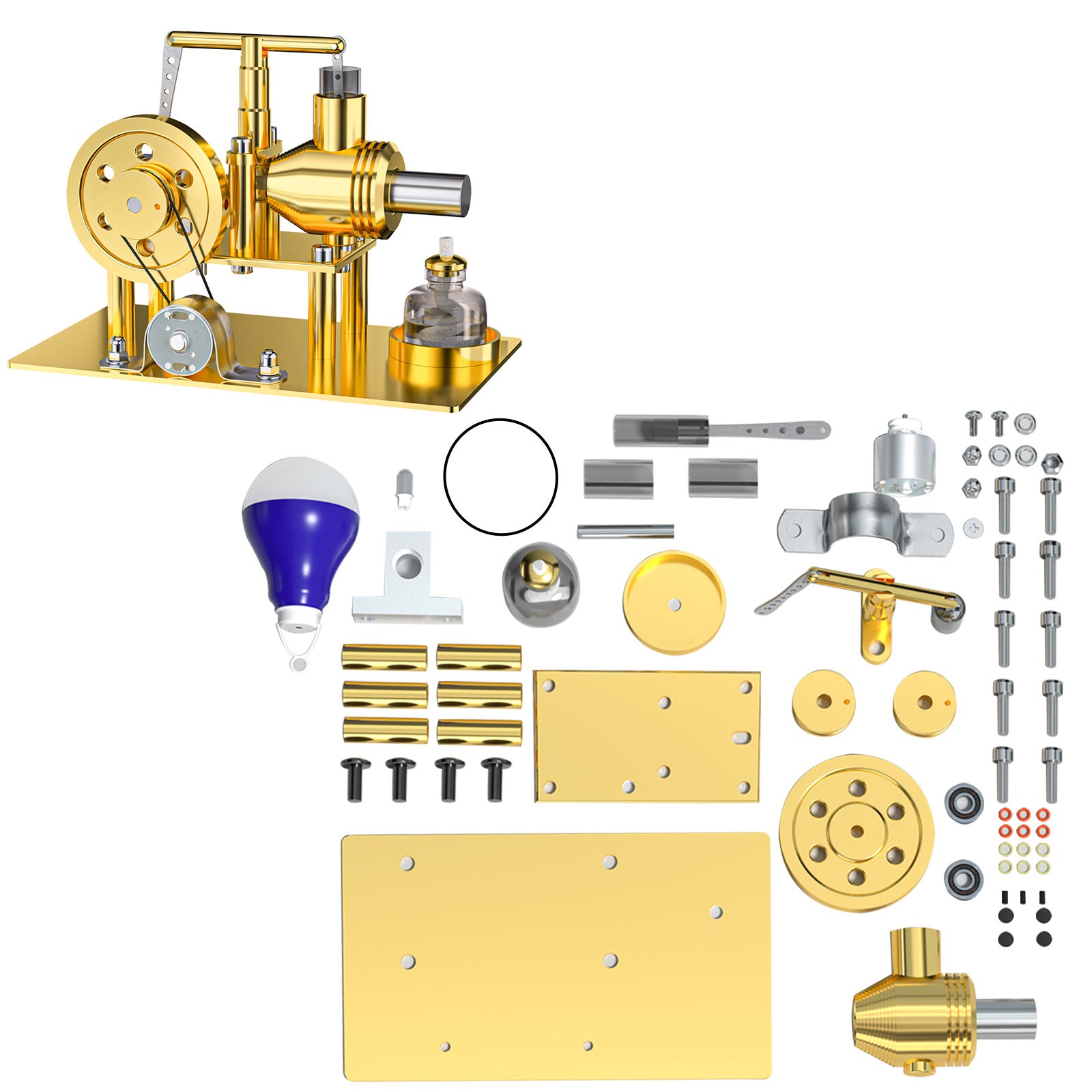 ENJOMOR DIY Hot Air Stirling Engine Model Building Kits Golden - stirlingkit