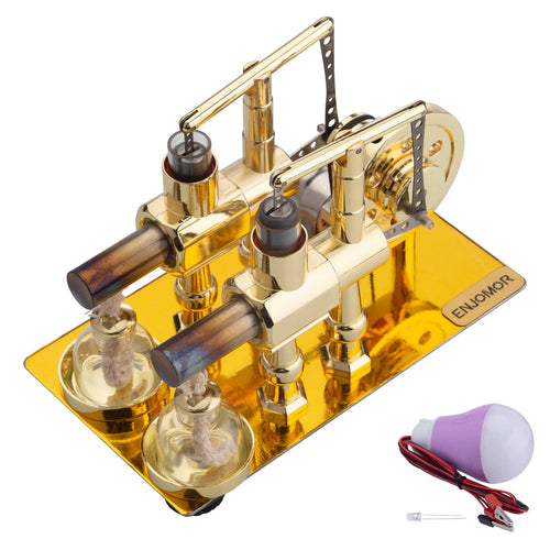 ENJOMOR Golden Balance Stirling Engine Generator with LED Bulb Non-Stop Run - stirlingkit