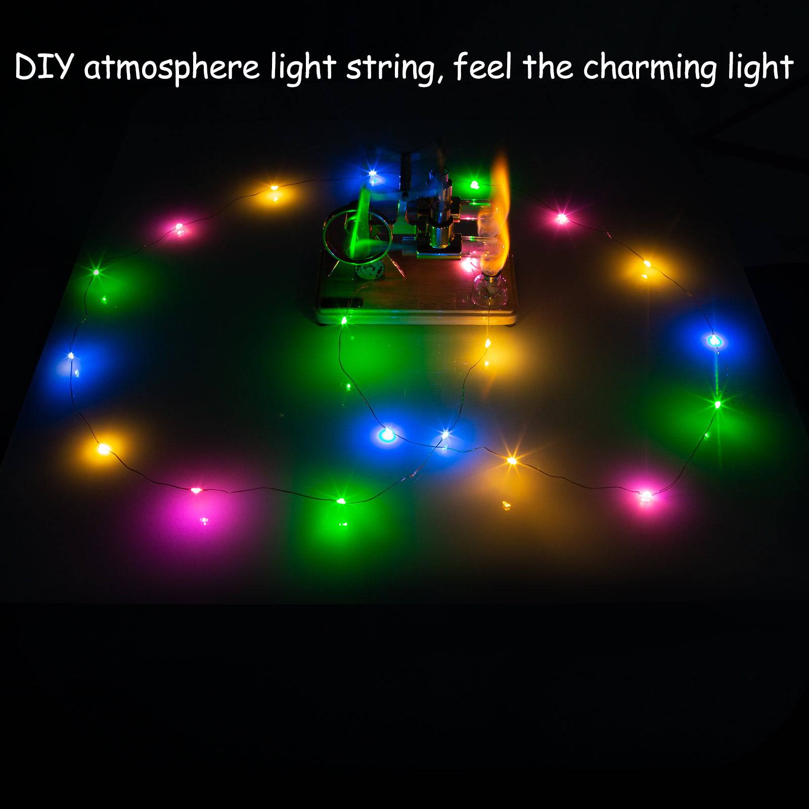 ENJOMOR Mini Double Cylinder Hot Air Stirling Engine STEM Silver - stirlingkit