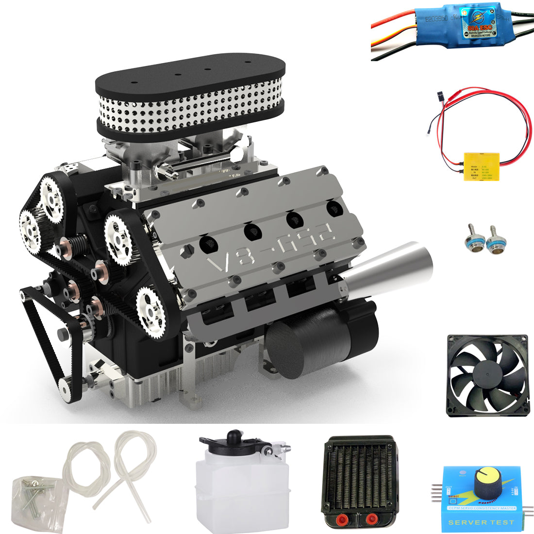 ENJOMOR V8 GS-V8 78CC DOHC Gasoline Water-cooled V8 Engine That Works with Starter Kit Full Set Pre-order - stirlingkit