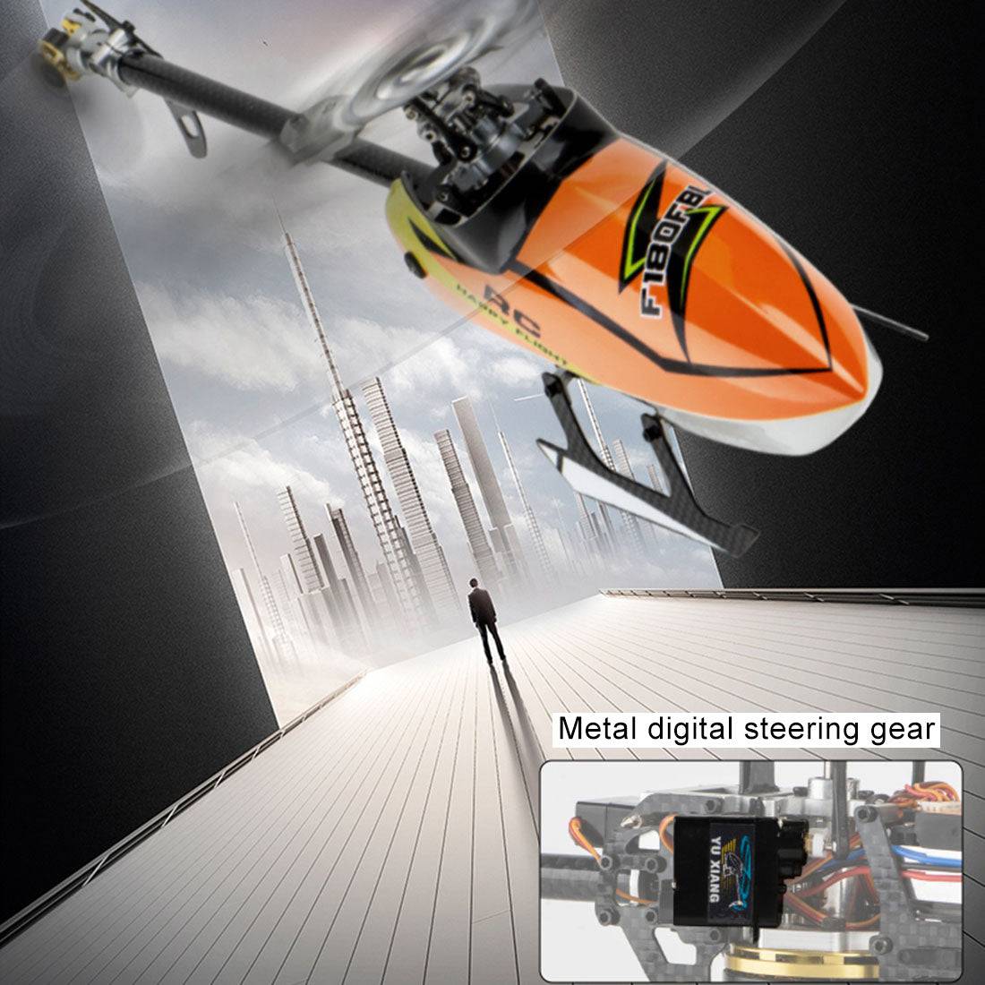 F180 2.4Ghz Flybarless RC Stunt Helicopter 6CH 3D/6G RTF - stirlingkit