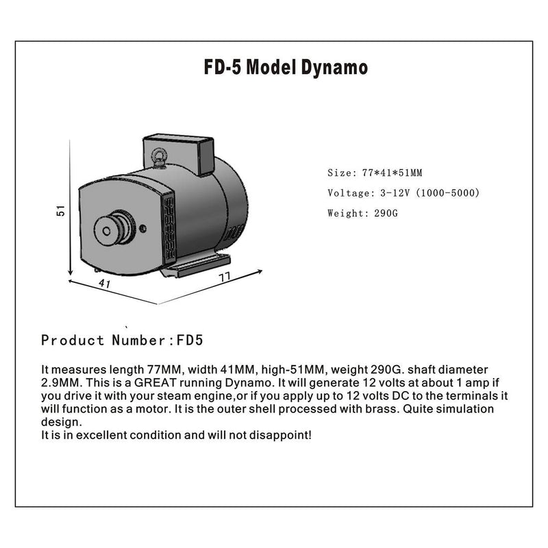 FD-5 12V Miniature Motor for M12 M16 Internal Combustion Engine Steam Engine Model - stirlingkit