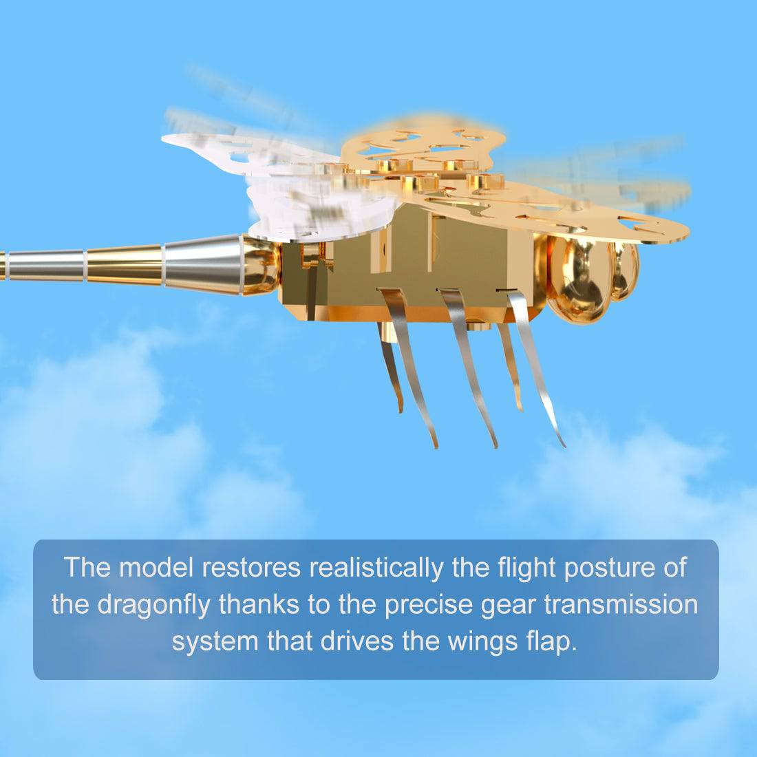 Teching Flying Dragonfly Kinetic Sculpture 3D Metal Model DIY Kits - stirlingkit