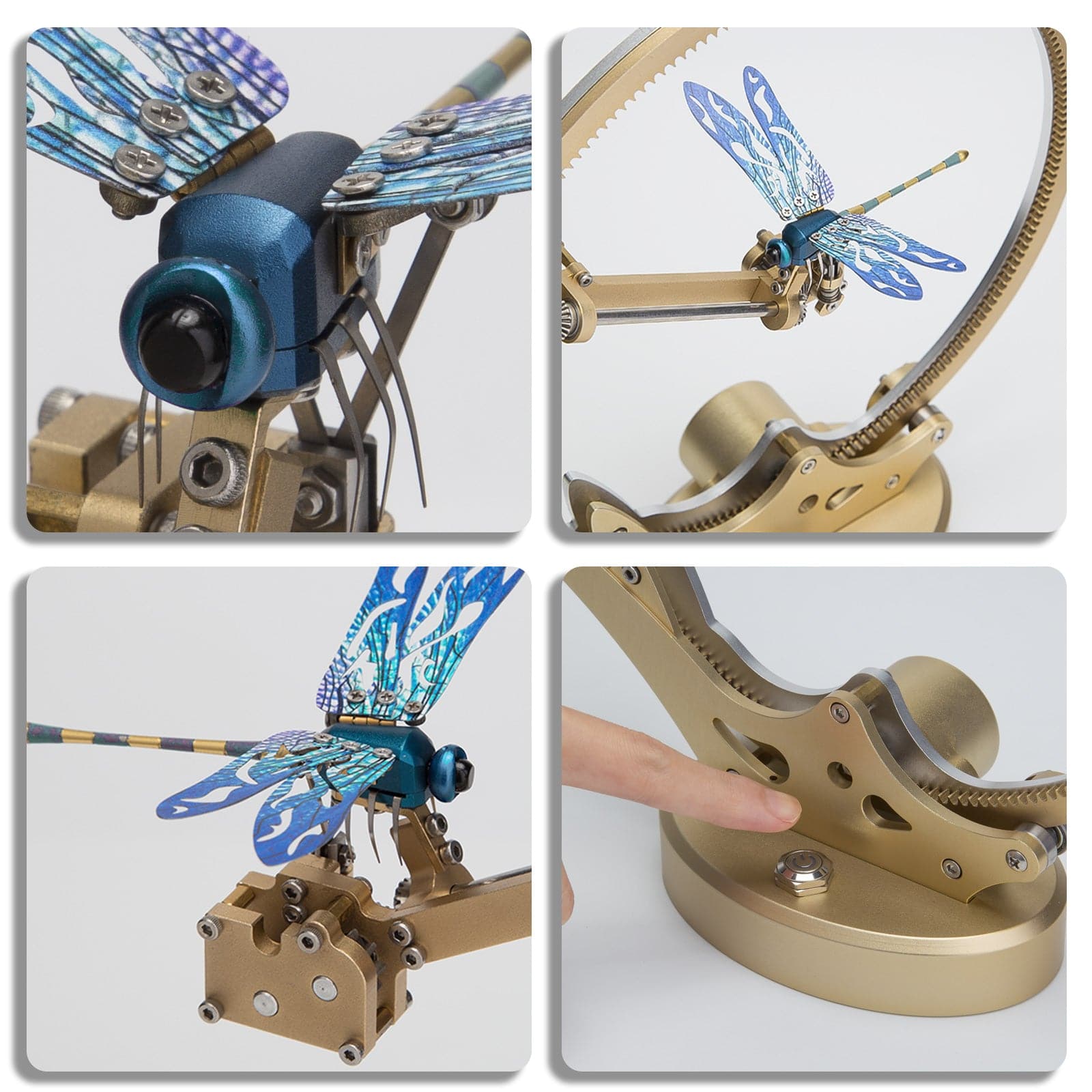 Teching Flying Dragonfly Kinetic Sculpture 3D Metal Model DIY Kits - stirlingkit