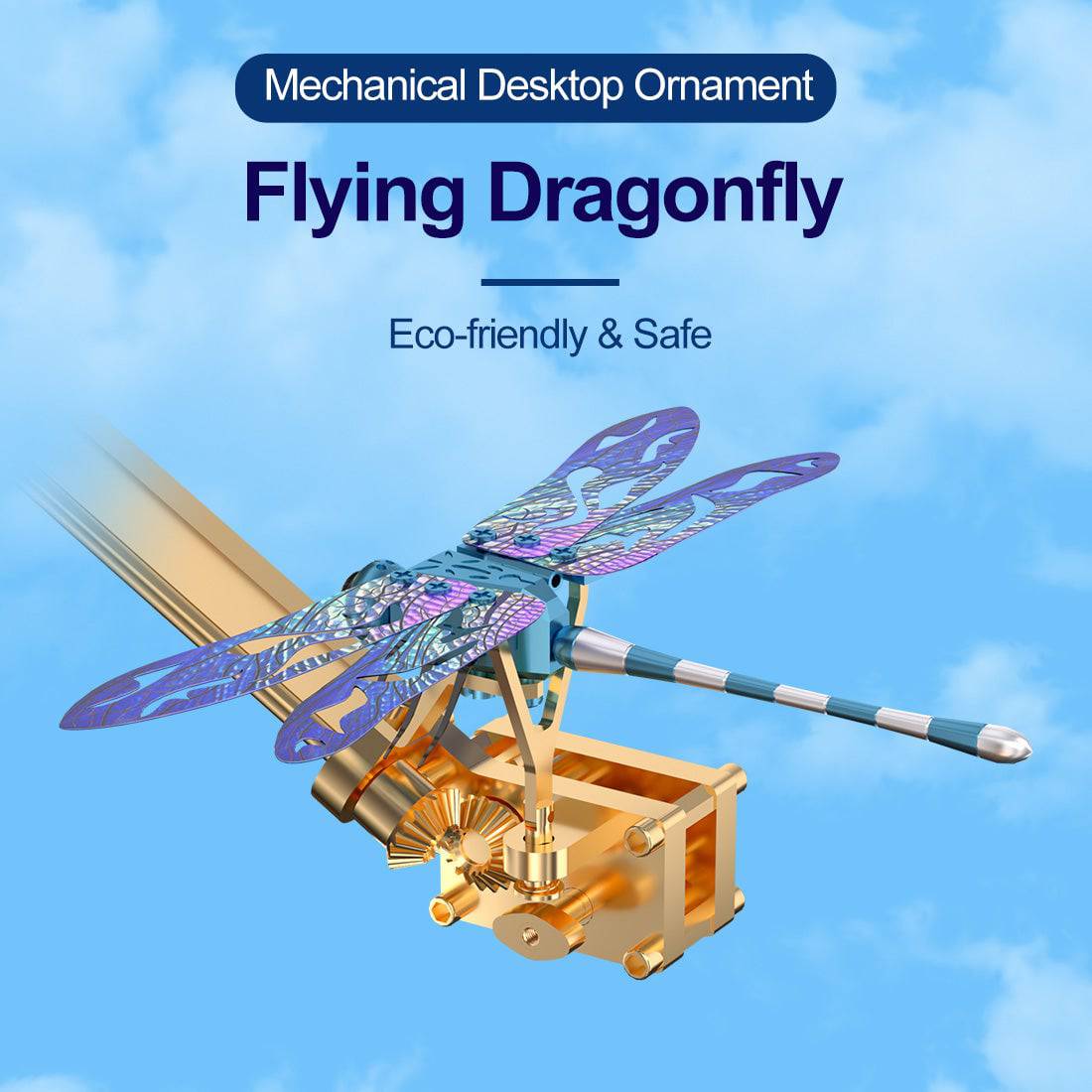 Teching Flying Dragonfly Kinetic Sculpture 3D Metal Model DIY Kits - stirlingkit