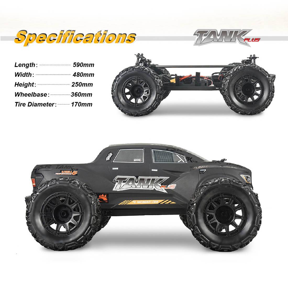 FS Racing TANK 1/8 4WD RTR 2.4G RC Racing Off-road Monster Truck Model ...