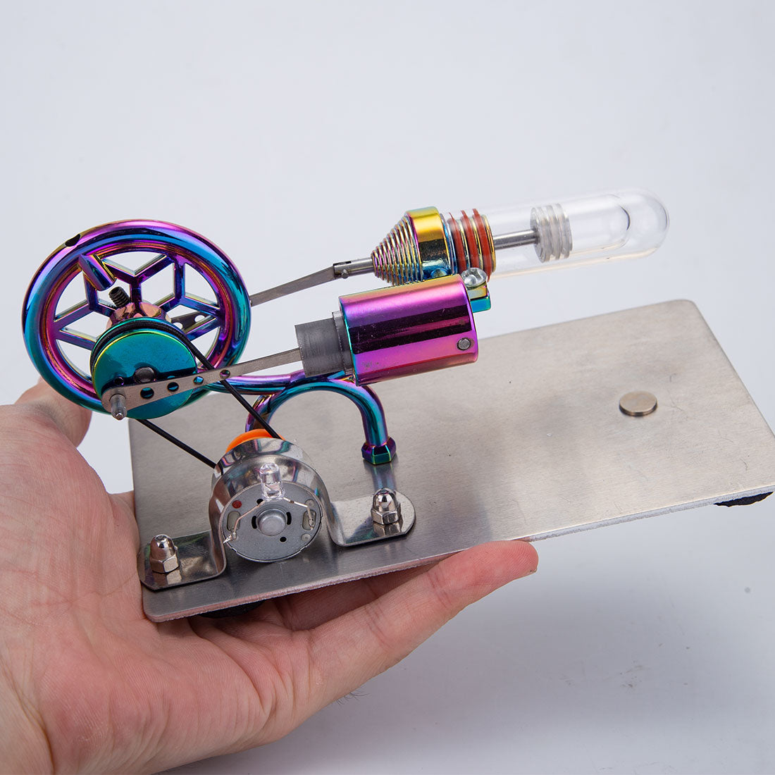 Gamma Free Piston Stirling Engine with LED Lights Physics Demos ...
