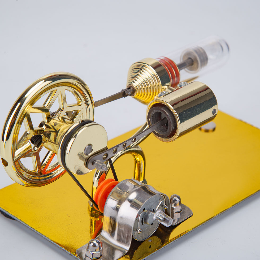 Gamma Free Piston Stirling Engine with LED Lights Physics Demos - stirlingkit