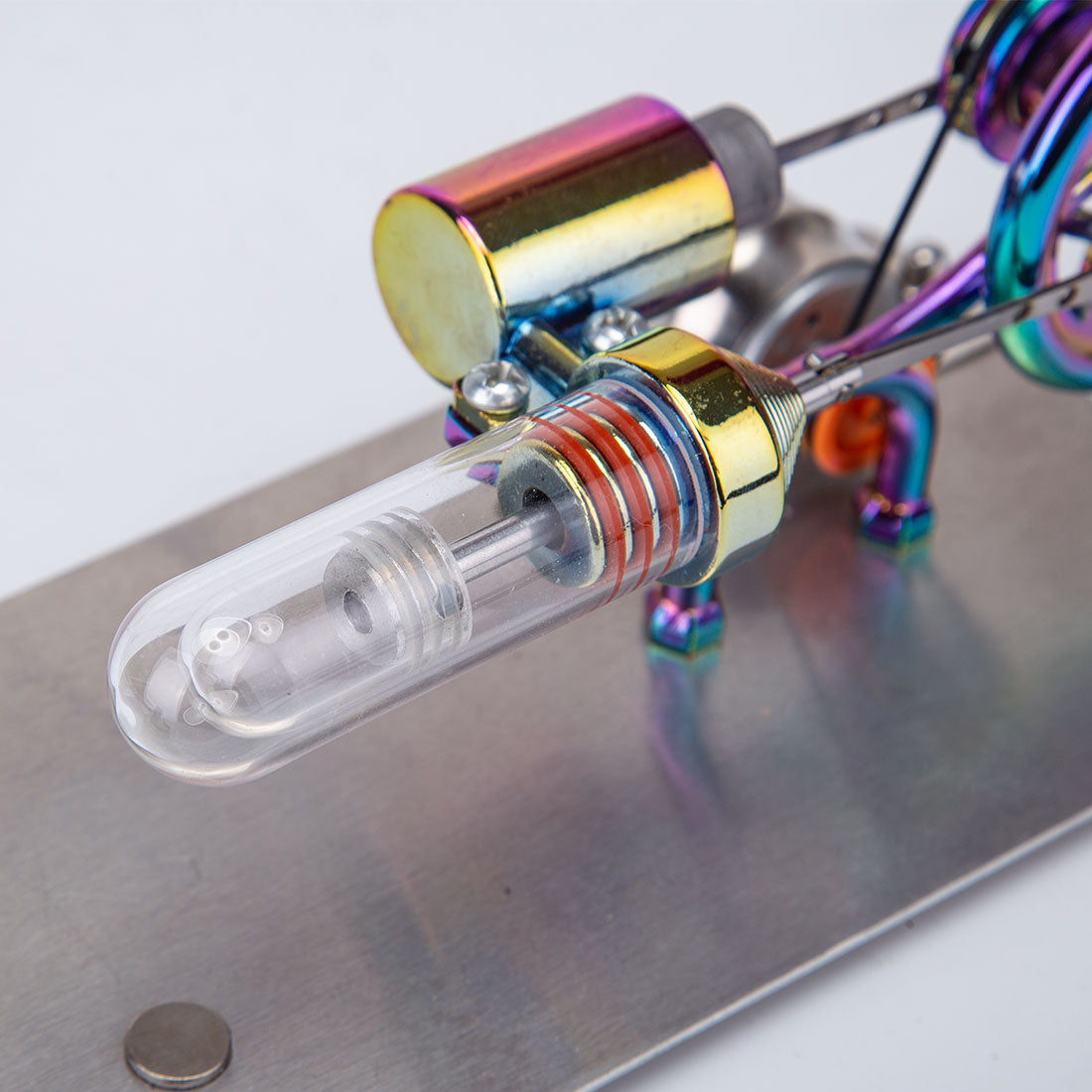 Gamma Free Piston Stirling Engine With LED Lights Physics Demos Gamma free piston stirling engine with led lights physics demos