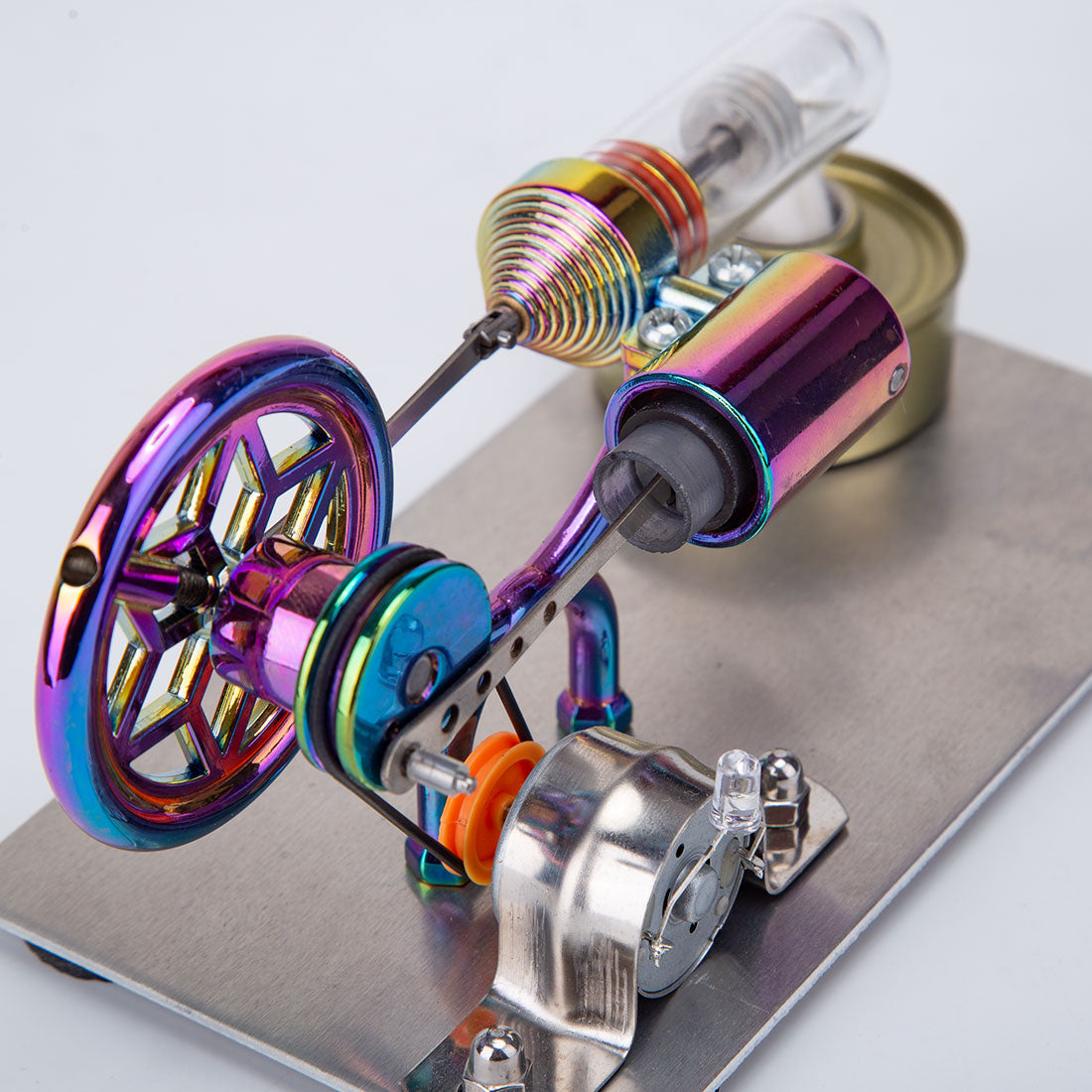 Gamma Free Piston Stirling Engine with LED Lights Physics Demos - stirlingkit