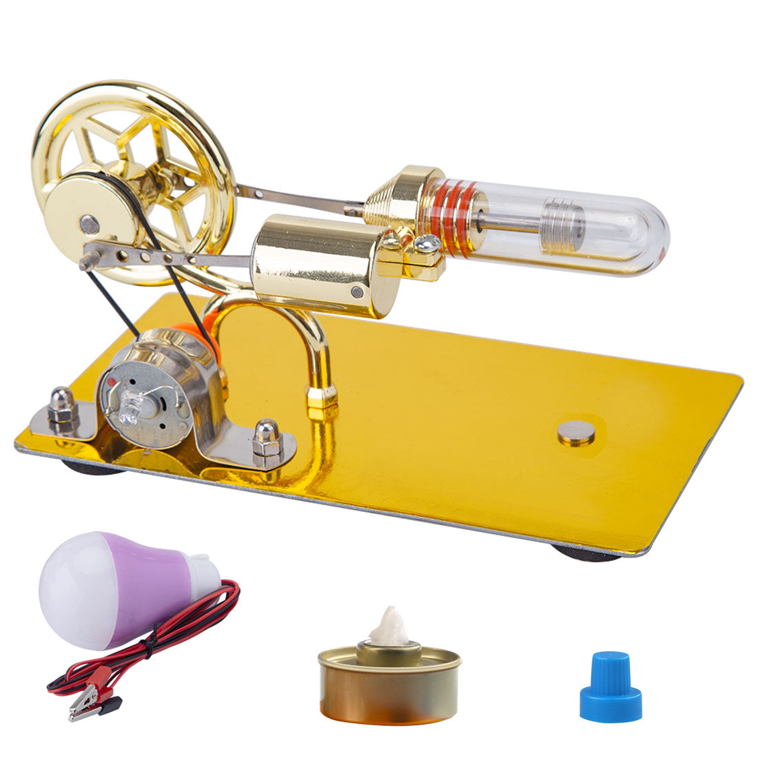 Gamma Free Piston Stirling Engine with LED Lights Physics Demos ...