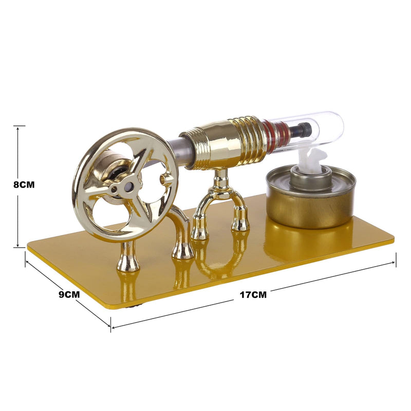 Golden Single Cylinder Stirling Engine Model Science Physical Educational Toys Gift - stirlingkit