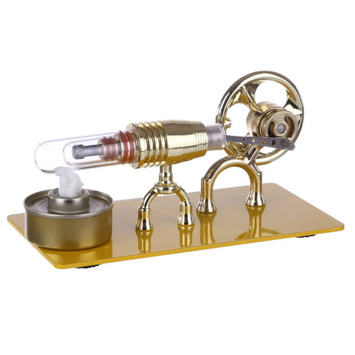 Golden Single Cylinder Stirling Engine Model Science Physical Educational Toys Gift - stirlingkit