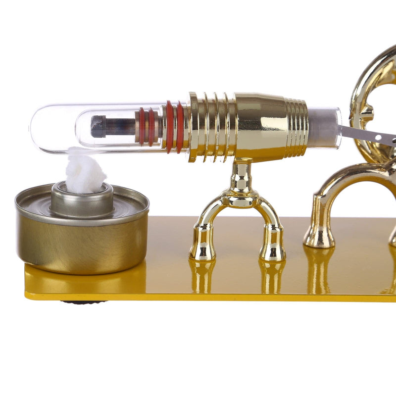 Golden Single Cylinder Stirling Engine Model Science Physical Educational Toys Gift - stirlingkit