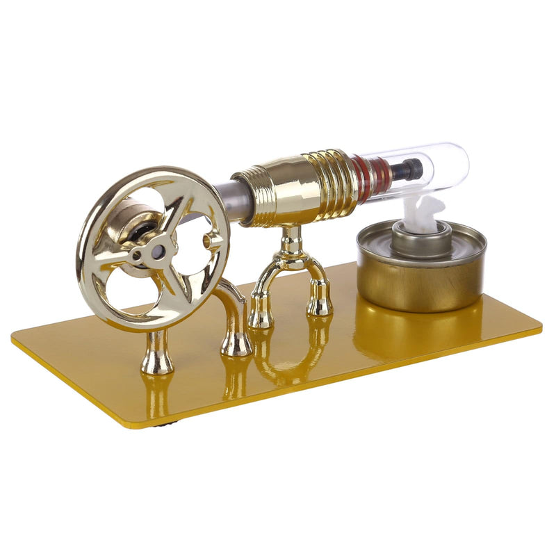 Golden Single Cylinder Stirling Engine Model Science Physical Educational Toys Gift - stirlingkit