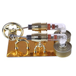 Golden Two Cylinders Stirling Engine Model Physics Science Educational Toys Custom - stirlingkit