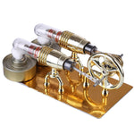 Golden Two Cylinders Stirling Engine Model Physics Science Educational Toys Custom - stirlingkit