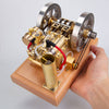 H76 5CC Horizontal Vintage Stationary Engine Twin-cylinder OHV Dual Flywheel Gasoline Internal Combustion Engine Model - stirlingkit