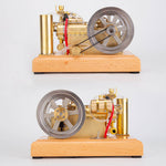 H76 5CC Horizontal Vintage Stationary Engine Twin-cylinder OHV Dual Flywheel Gasoline Internal Combustion Engine Model - stirlingkit