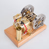 H76 5CC Horizontal Vintage Stationary Engine Twin-cylinder OHV Dual Flywheel Gasoline Internal Combustion Engine Model - stirlingkit