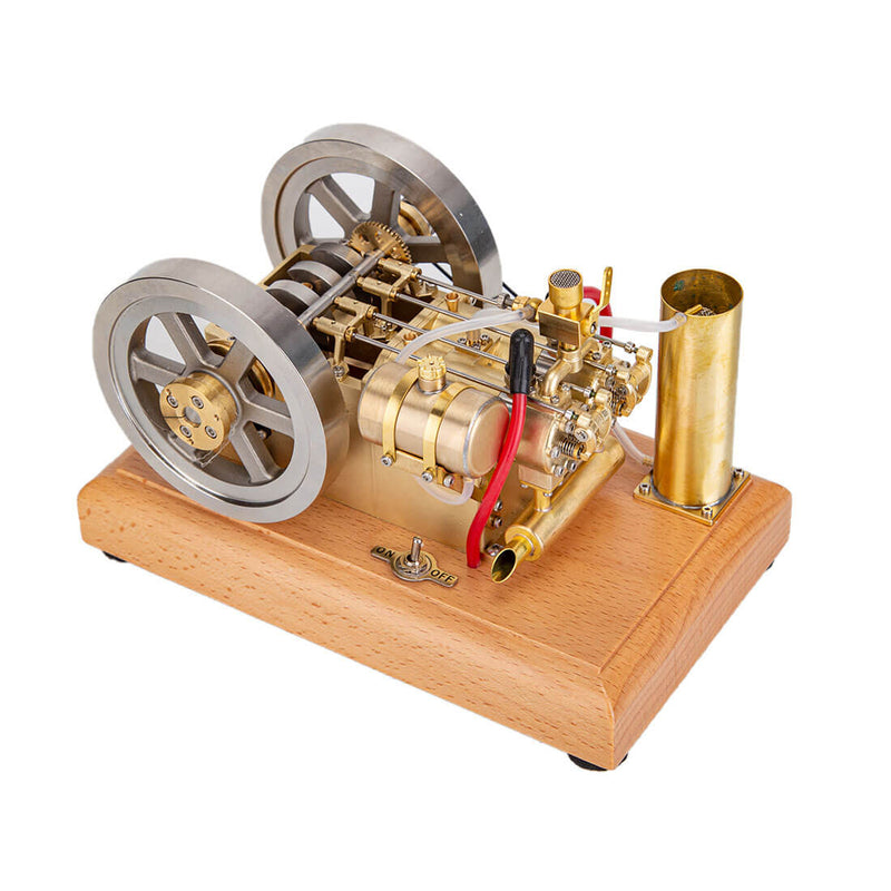 H76 5CC Horizontal Vintage Stationary Engine Twin-cylinder OHV Dual Flywheel Gasoline Internal Combustion Engine Model - stirlingkit