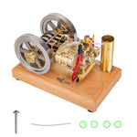 H76 5CC Horizontal Vintage Stationary Engine Twin-cylinder OHV Dual Flywheel Gasoline Internal Combustion Engine Model - stirlingkit