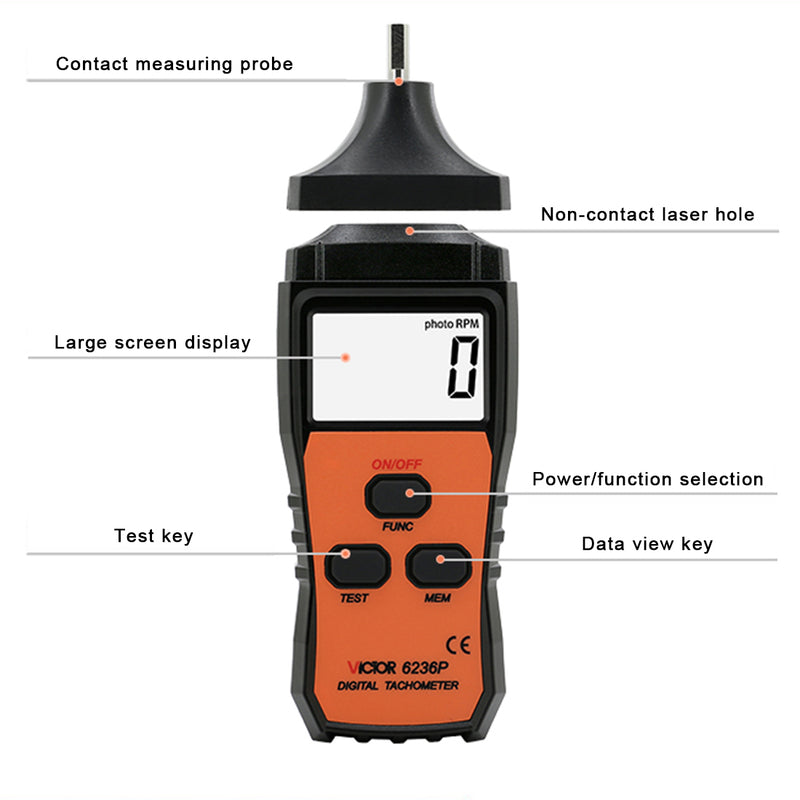 High-precision Infrared Laser Contact Tachometer Measuring Instrument - stirlingkit