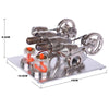 Hot Air 2 Cylinders Stirling Engine Model with Voltage Digital Display Meter Led Bulb Sterling Generator - stirlingkit