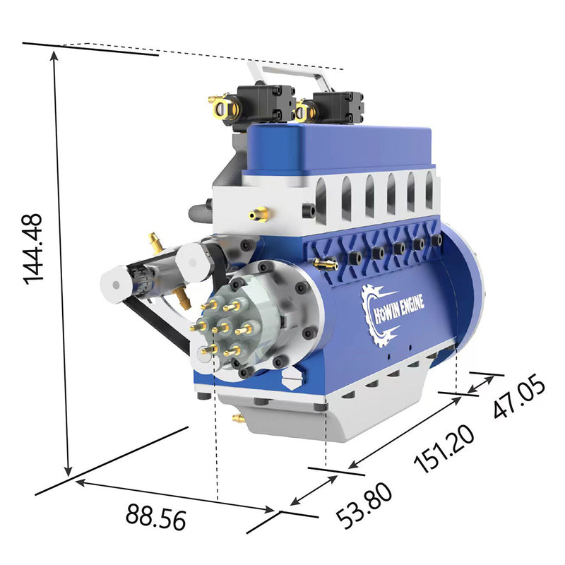 HOWIN L6-210 21cc Straight-six Four-Stroke Gasoline Engine Model Building Kits Water-cooled 13500rpm - stirlingkit