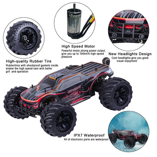 JLB Racing 11101 1:10 4WD 2.4Ghz 90+km/h Splashproof Flip Brushless Off-road Monster RC Car - RTR - stirlingkit