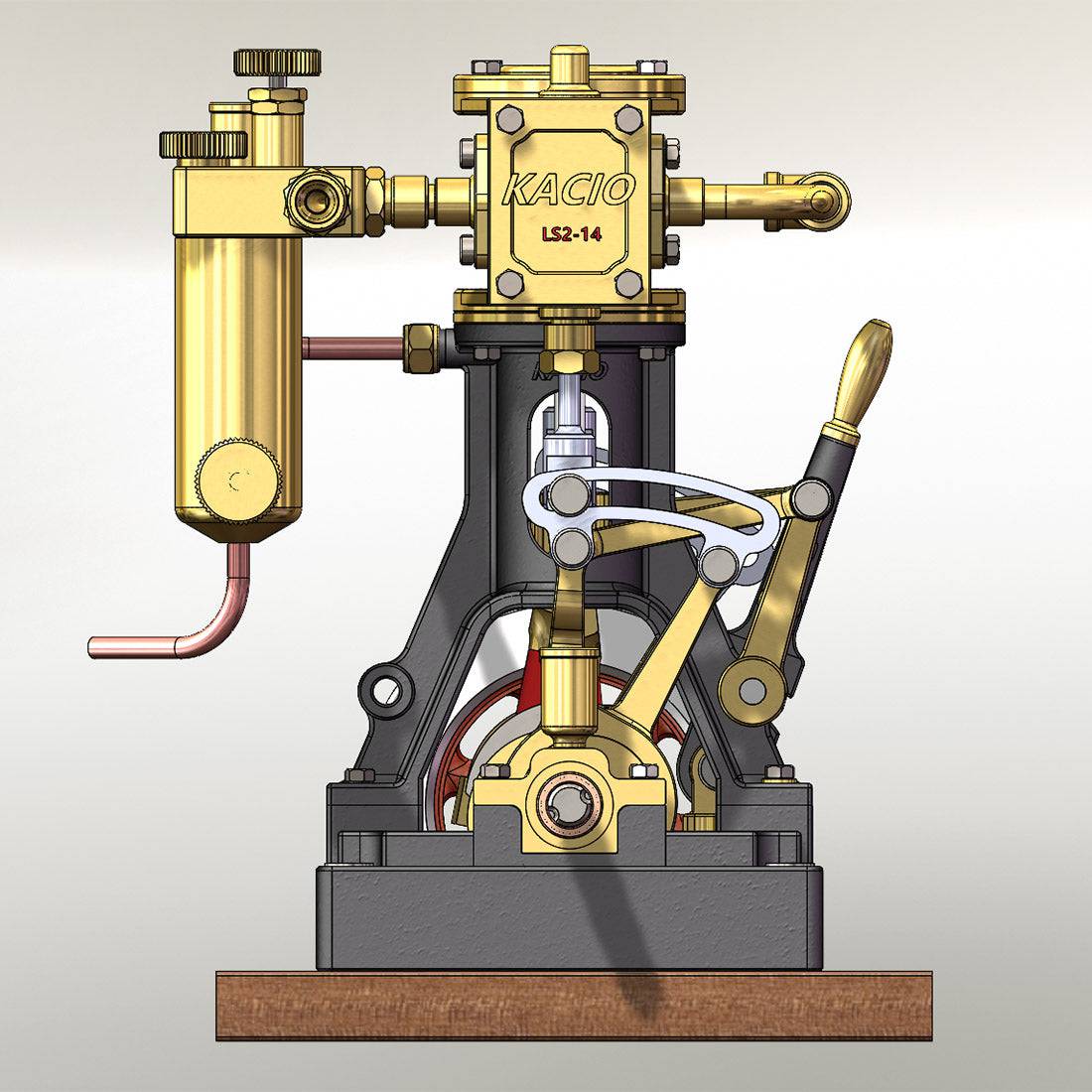 KACIO LS2-14 Two Cylinders Reciprocating Retro Twin Steam Engine Model for 80cm+ Boat Ship (without Boiler) - stirlingkit