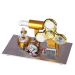 L Shape Led Bulb Golden Stirling Engine Custom Model with Voltage Digital Display Meter Gyroscopes - stirlingkit