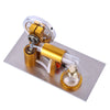 L-Shaped Customized Golden Led Stirling Engine Model with Voltage Digital Display Meter - stirlingkit