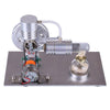 L Type Silver Stirling Engine Generator Model with Bulb Voltage Digital Display Meter - stirlingkit