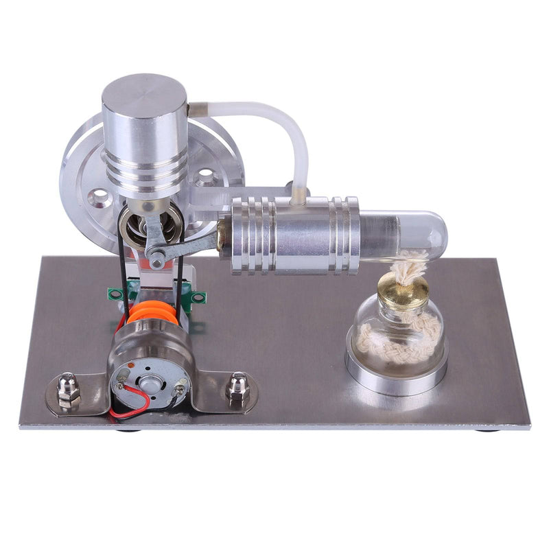 L Type Silver Stirling Engine Generator Model with Bulb Voltage Digital Display Meter - stirlingkit