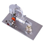 L Type Silver Stirling Engine Generator Model with Bulb Voltage Digital Display Meter - stirlingkit