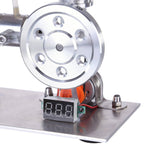 L Type Silver Stirling Engine Generator Model with Bulb Voltage Digital Display Meter - stirlingkit