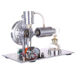 L Type Silver Stirling Engine Generator Model with Bulb Voltage Digital Display Meter - stirlingkit