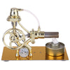 L-Type Single Cylinder Golden Stirling Engine Generator Sterling Model with LED Diode Science Experiment - stirlingkit