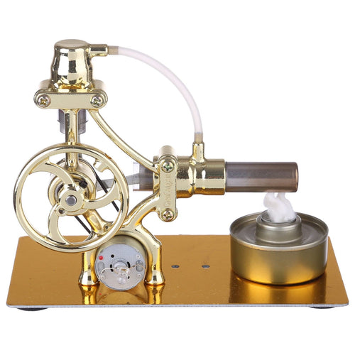 L-Type Single Cylinder Golden Stirling Engine Generator Sterling Model with LED Diode Science Experiment - stirlingkit