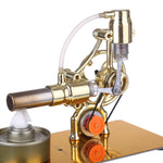 L-Type Single Cylinder Golden Stirling Engine Generator Sterling Model with LED Diode Science Experiment - stirlingkit