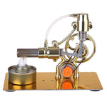 L-Type Single Cylinder Golden Stirling Engine Generator Sterling Model with LED Diode Science Experiment - stirlingkit