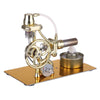 L-Type Single Cylinder Golden Stirling Engine Generator Sterling Model with LED Diode Science Experiment - stirlingkit