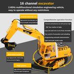 LCF 1/16 2.4GHz 16CH Multifunctional Excavator Grab RC Construction Vehicle Model with Smoke Effect - stirlingkit