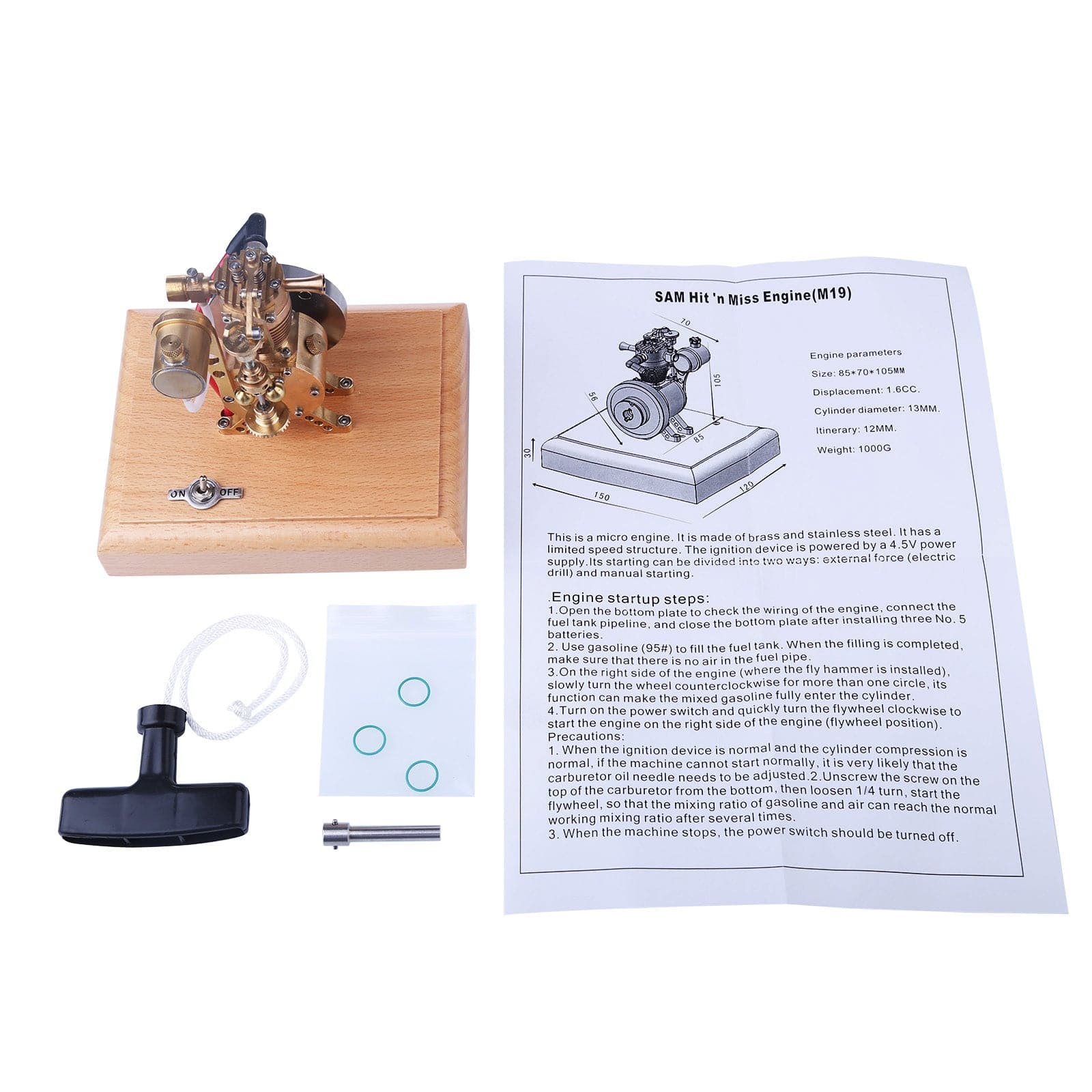 M19 1.6cc SAM Hit and Miss Vertical 4 Stroke Mini Gasoline ICE Engine ...